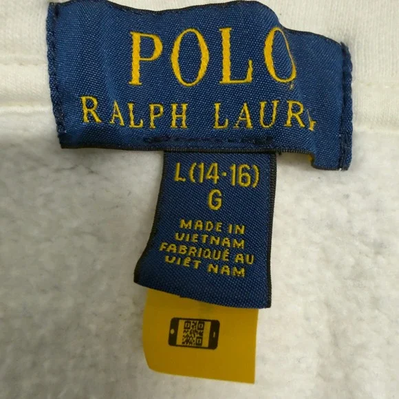 Polo Ralph Lauren Kids Boys L 14-16 Colorblock Full Zip Hoodie White Navy Blue - Picture 6 of 12